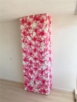 Pared De Flores Artificiales Rosa De Seda Para Decoración De Bodas Bebés Y Navidad Estilo De Hojas Verdes Y Rosas Tamaño Grande - details 4