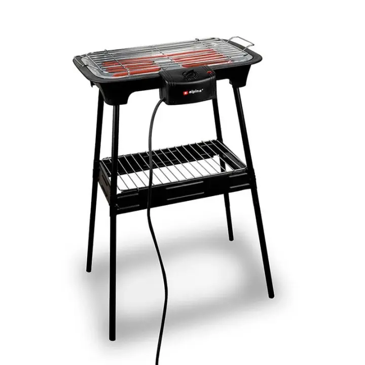 Barbacoa eléctrica Alpina 2 en 1 2000W negro 60x43x35 cm - 1