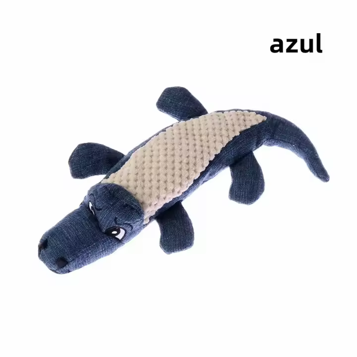 Juguete Para Perros De Lino Y Peluche Crocodilo Juguetes Masticables Con Ruido Para Limpieza De Dientes Juguetes Interactivos Resistentes Para Mascotas - 1