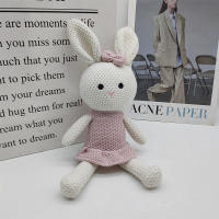 Muñeco De Lana De Conejo Hecho a Mano Juguetes De Peluche Almohada De Cuddle Para Bebés Alivio Del Sueño Pareja De Conejos Tejidos Unisex - details 4