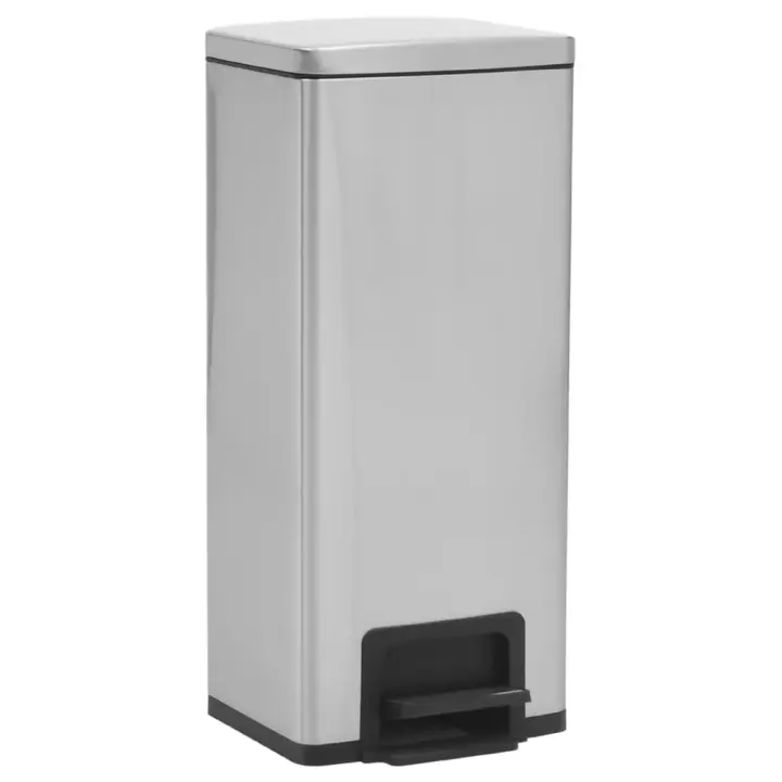 vidaXL Cubo Basura con Pedal Antihuellas 30L Acero Inoxidable Bote Color Plateado,  Gris,  Negro y mas - 1
