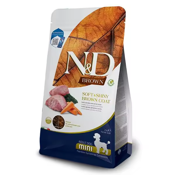 FARMINA N&D BROWN DOG CORDERO SPIRULINA MINI 2KG / Alimento completo para perros adultos - 1