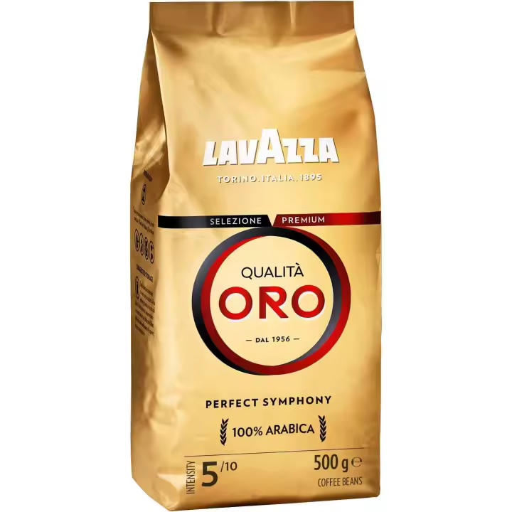 Lavazza, Qualità Oro, Café en Grano, Ideal para la Máquina de Café Espresso, con Notas Aromáticas de Frutas y Flores, 100% Arábica, Intensidad 5, Tueste Medio, Paquete de 500 g - 1