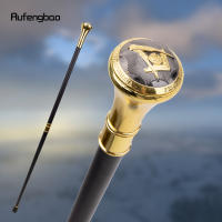 Bastón De Moda Con Relieve Totem Freemason Dorado 93cm Punta De Goma Material De Eje Acero Para Hiking Y Uso Diario - details 0