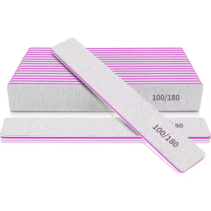 Lima de uñas profesional reutilizable de Grano 100/180, 12 unidades, lavable, de doble cara, para uñas acrílicas y Naturales, ideal para Salón de manicura en casa. - 1