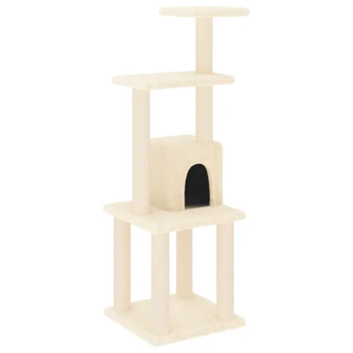vidaXL Rascador para Gatos con Postes de Sisal 105 cm Mascotas Refugio Color Crema,  Gris claro,  Gris oscuro y mas - 1