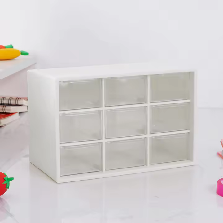 Caja De Almacenamiento Para Escritorio Con Mini Cajones Caja De Nueve Cuadrados Pila Plegable Para Joyería Accesorios De Peluquería Y Adhesivos - 1