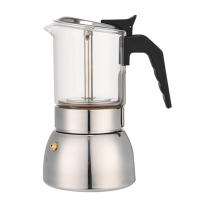 Moka Pot De Acero Inoxidable Máquina De Café Espresso Con Vaso De Vidrio Resistente a Altas Temperaturas Para Estufa 200/300/450ML - details 6