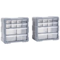 vidaXL 2x Organizadores Multicajones con 12 Cajones 52x16x37,5 cm Caja Armario Color Naranja y negro,  Gris, y mas - details 1