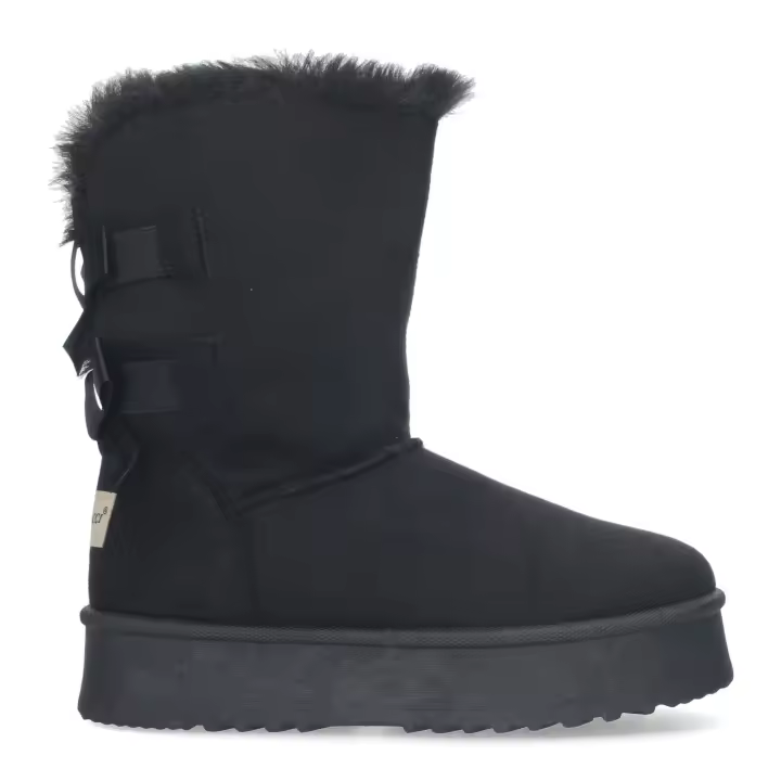 PuntoSalao Botas australianas altas de plataforma lazos para mujer color negro - 1