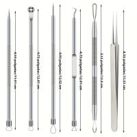 Set De 6 Pinzas Precisas Para Puntos Negros Y Acné Herramienta Profesional Para El Cuidado De La Piel Eliminación Efectiva De Imperfecciones En El Rostro - details 5