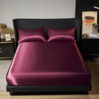 Sábana De Seda Helada De Color Sólido Talla Twin Full Queen Con Banda Elástica Natural Sin Funda De Almohada Material Poliéster 300TC - details 0