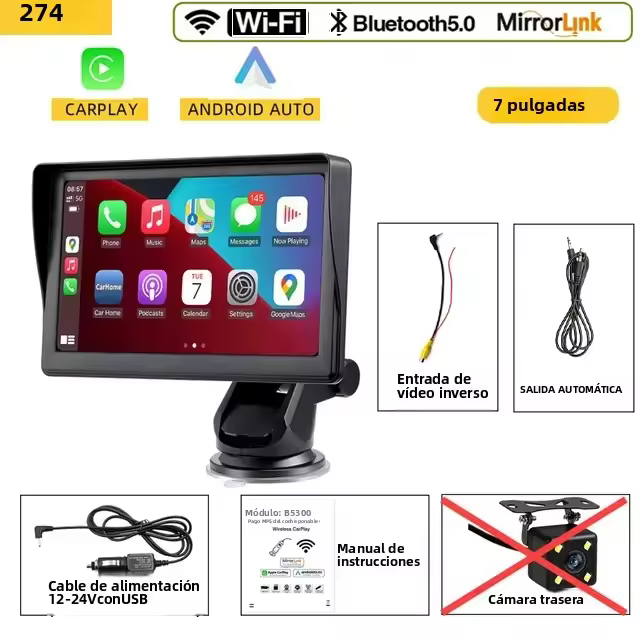 Radio Automotriz Universal De 7 Pulgadas Con Apple Carplay Android Auto Multimedia Video Player Táctil FM Bluetooth WIFI Para Coche - 1