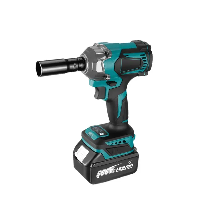 1200N.M Llave de Impacto Eléctrica sin escobillas 1/2 pulgada Destornillador Destornillador sin cable Luz LED Taladro Eléctrico - 1