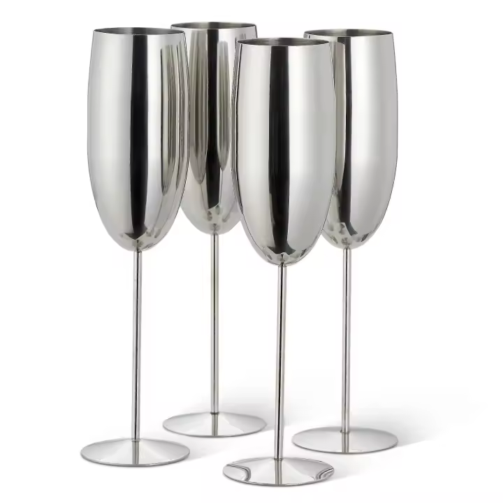Copas de champán de acero inoxidable Copas de champán y Prosecco-Plata - 1