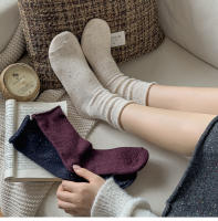 Calcetines De Lana Gruesos Para Mujer Estilo Retro Coloridos Casual Cálidos Para Otoño E Invierno Calcetines Sueltos De Alta Calidad Para Uso Diario - details 1