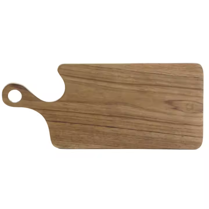 Dcasa Tabla de cortar teca natural decorativa para cocina de 13x2x30 cm - 1