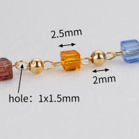 Cadena De Cuentas De Cristal Para Collares Y Pulseras DIY Colorida 1 Metro Material Metálico De Cobre Para Creación De Joyas - details 3