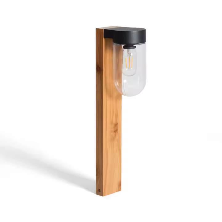 Ledkia Baliza Exterior Superficie Pie 50cm Acero Inoxidable y Cristal Sentinel Negro - 1