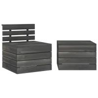 vidaXL Muebles de jardín de palets 2 piezas madera de pino gris oscuro - details 0
