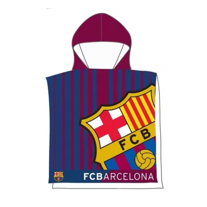 Poncho Playa Piscina Infantil FC Barcelona Oficial 55x110cm de microfibra para niños - 1
