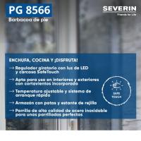 Severin Barbacoa eléctrica mod. PG8566, con parrilla de acero inoxidable y estante de rejilla lista para usar en pocos minutos, equipado con un regulador de temperatura continuo, 2200 W de potencia. - details 0