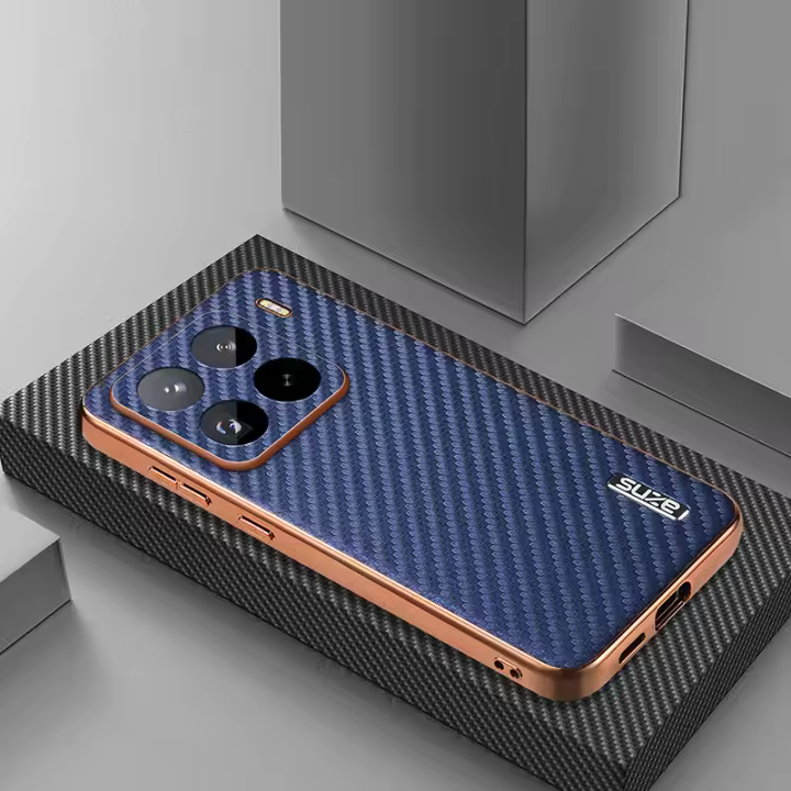 Funda De Teléfono De Cuero De Silicona Con Diseño De Electroplata De Fibra De Carbono Para Xiaomi 15 Ultra 15 Pro 14T Protector De Parachoques - 1