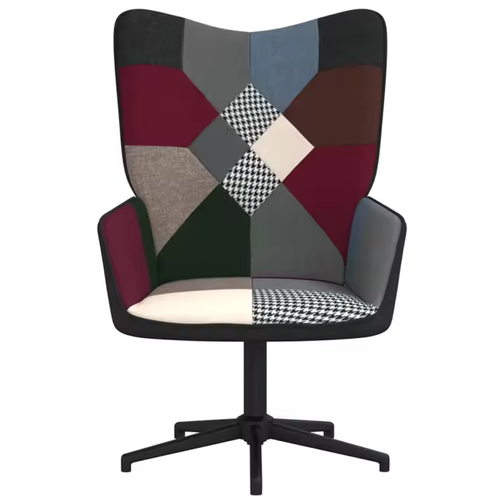 vidaXL Silla de relax de tela patchwork Gris y negro, Negro, Negro y plateado Sillon Dormitorio Sillon Comodos Silla Relax Sillón Sofá - 1