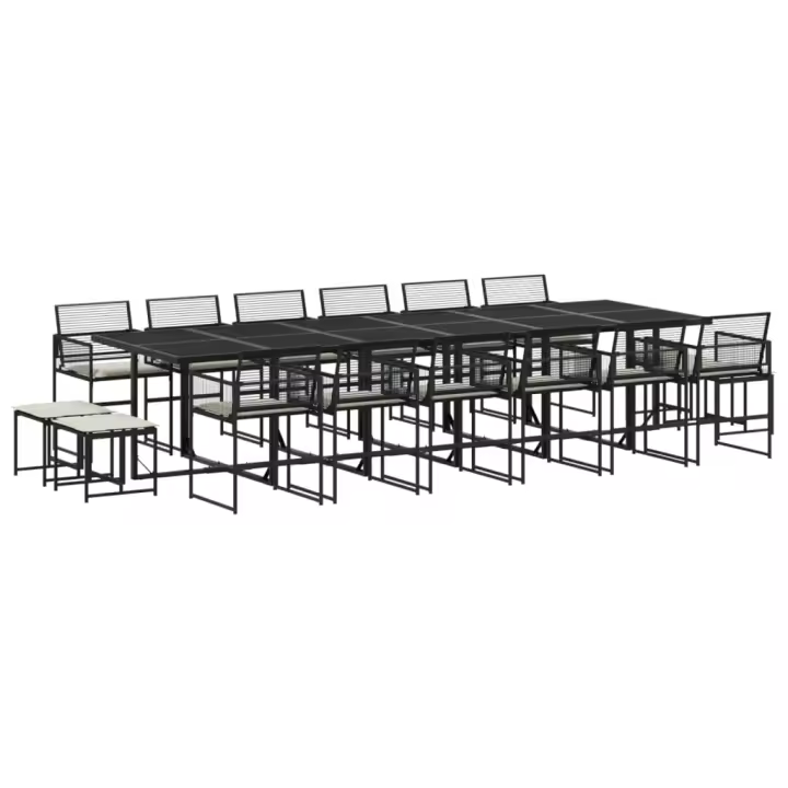 vidaXL Set de muebles jardín 17 pzas con cojines ratán sintético negro - 1
