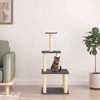 vidaXL Rascador para Gatos con Postes Árbol Torre de Escalada Sisal Color Crema,  Gris claro,  Gris oscuro y mas - details 2