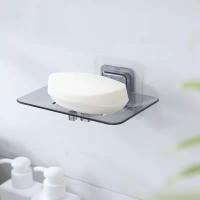 2pcs Soporte Para Jabón Transparente Y Sin Costuras Montado En La Pared Cristalino No Poroso Drenaje Soporte Para Jabón - details 3