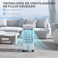 HOMCOM Enfriador de Aire Portátil 3 en 1 Climatizador Evaporativo Oscilante con 3 Velocidades Control Remoto Temporizador 7,5h Pantalla LED Tanque de Agua 3L Efecto 15-20 ㎡ 22,5x24,5x53,5 cm Blanco - details 4