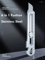 Cuchillo De Utilidad 6 En 1 Retráctil De Acero Inoxidable Multiusos Caja Cortador Resistente Al Agua Con Hojas Desmontables - details 0