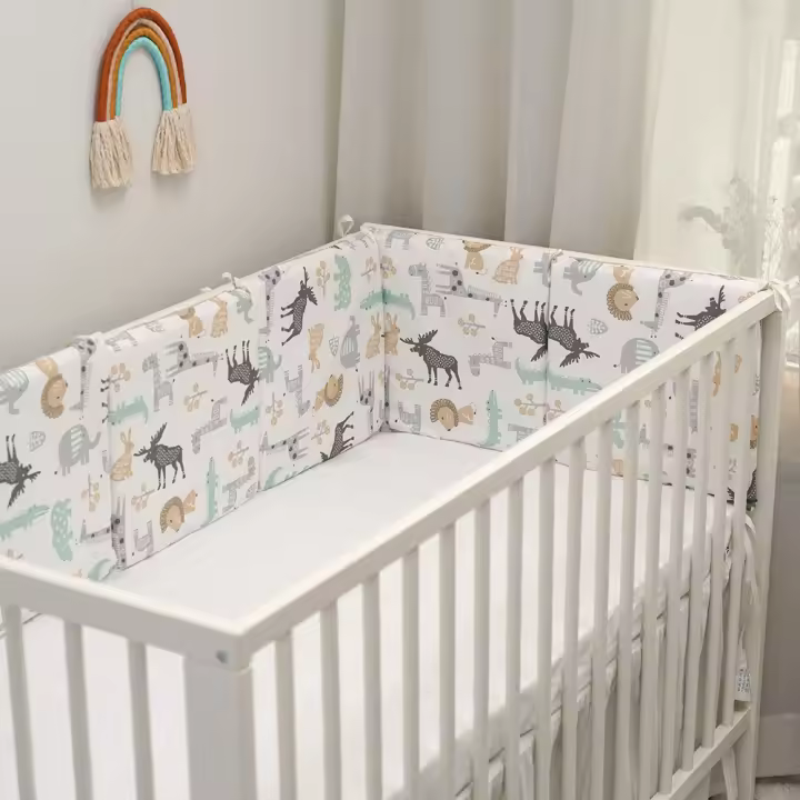 LALA - Protector de Cama anticolisión para Bebe, juego de Cama para Bebe, Valla de Algodón Puro, color Cafi, 30x30x6, extraible y lavable. - 1