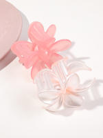 4Pcs Pinzas De Pelo En Forma De Flor Rosa Para Mujer Tenazas De Pelo Fuertes Para Cabello Grueso Y Rizado Estilo 90's - details 11