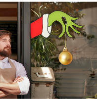 Nuevas Decoraciones De Navidad Etiqueta De Puerta De Madera Grinch Adorno Para Hogar Y Centros Comerciales Decoración Navideña - details 9