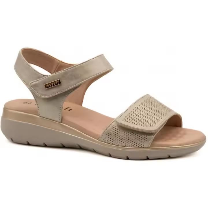 MY SOFT 24M001 Sandalias planas de Mujer  SANDALIA DOS VELCROS PLATINO - 1