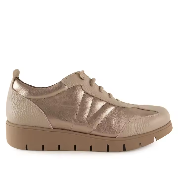 Chamby | Zapatillas piel casual platino | Mujer Piel Piel y textil Textil, extraible, efecto memoria y antibacteriano - 1