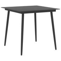 vidaXL Mesa de comedor para jardín acero y vidrio negro 80x80x74 cm - details 0