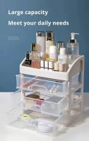 Caja De Almacenamiento Para Maquillaje De Plástico Transparente Con Cuatro Capas Y Tres Cajones Para Escritorio Organizador De Cosméticos Estilo Cajón Para Mesa De Vestir - details 0