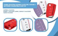 Banner - Funda silicona mando llave del coche 3 botones compatible con VW Golf 7 Negro rojo