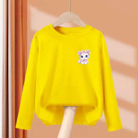 Camiseta De Gato Con Lazo Para Bebé Niña 2024 Manga Larga Algodón Y Poliéster Estilo Casual Primavera Tallas 3-14 Años - details 7