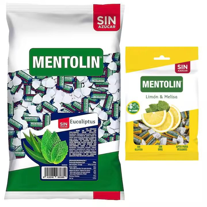 Mentolín caramelos duros eucaliptus s/a bolsa 1kg y de regalo limon melisa s/a bolsa 100g - 1