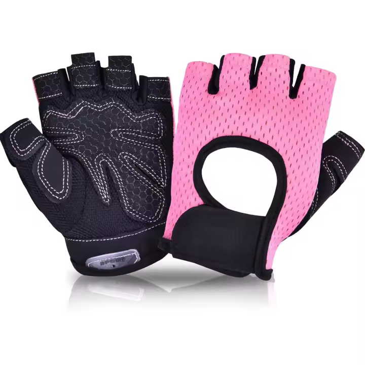 Guantes de Gimnasio Transpirables para Mujer y Hombre - Fitness, Entrenamiento, Pesas, Dominadas, Musculación, Bici - Antideslizantes de Medio Dedo - Negro - 1