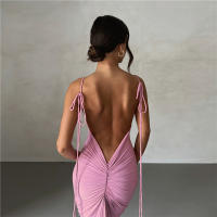 Vestido Mermaid Elegante Para Mujer NIBBER Con Tirantes Y Pliegues Estante Alta Estilo Sexy Y Club Sin Mangas Largo Pierna Vestido De Fiesta De Verano - details 15