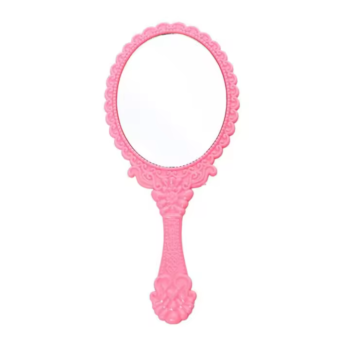 Espejo Portátil De Mano Retro Multicolor Estilo Europeo Con Diseño Floral Oval Sin Deformación Para Belleza Y Maquillaje - 1