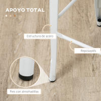 HOMCOM Juego de 4 Taburetes Altos de Cocina Apilables con Respaldo Alto Taburetes de Bar con Reposapiés Asiento de Madera y Marco de Acero Carga 120 kg 44x48x117 cm Blanco - details 5