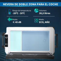 HOMCOM Nevera Compresor Portátil 30,5L Refrigerador de Coche -20℃-20℃ 12 / 24V DC y 100-240V CA con 2 Ruedas Asas y Compartimento Congelador para Camping Viajes 72,6x39x37,3 cm Negro - details 3