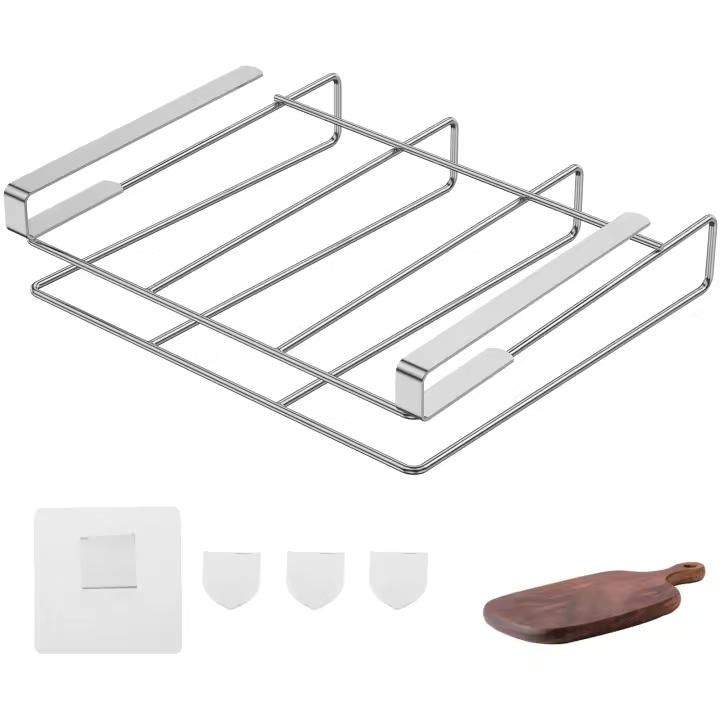 Organizador De Tablas De Cortar En Acero Inoxidable Para Armario Colgante Soporte De Cubierta De Olla Rack De Almacenamiento - 1