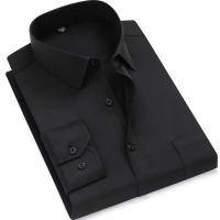 Camisa De Moda Para Hombre Manga Larga Primavera Otoño Ajustada Color Sólido Blanco Negro Inteligente Casual Botones Ropa Coreana - details 4